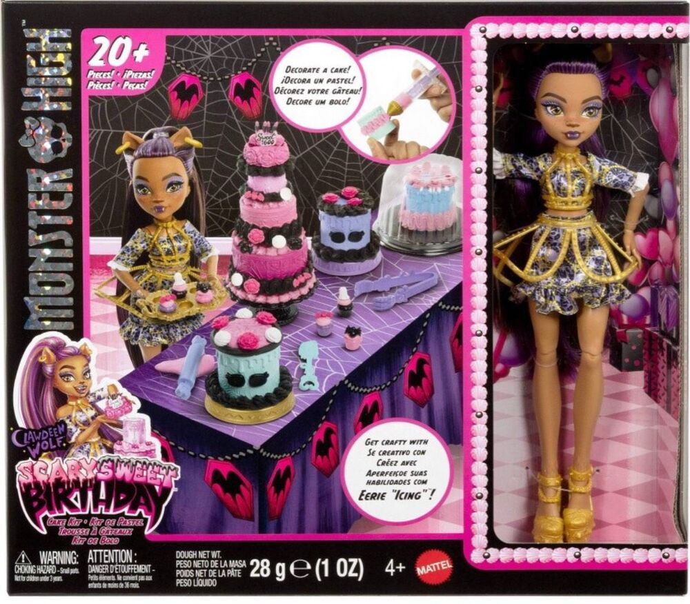 Monster High Scary Sweet Birthday Cake Kit w/ Clawdeen Wolf & 20+ Decorating Acc